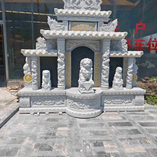 长治芝麻白中国黑石材套墓 花岗岩墓碑