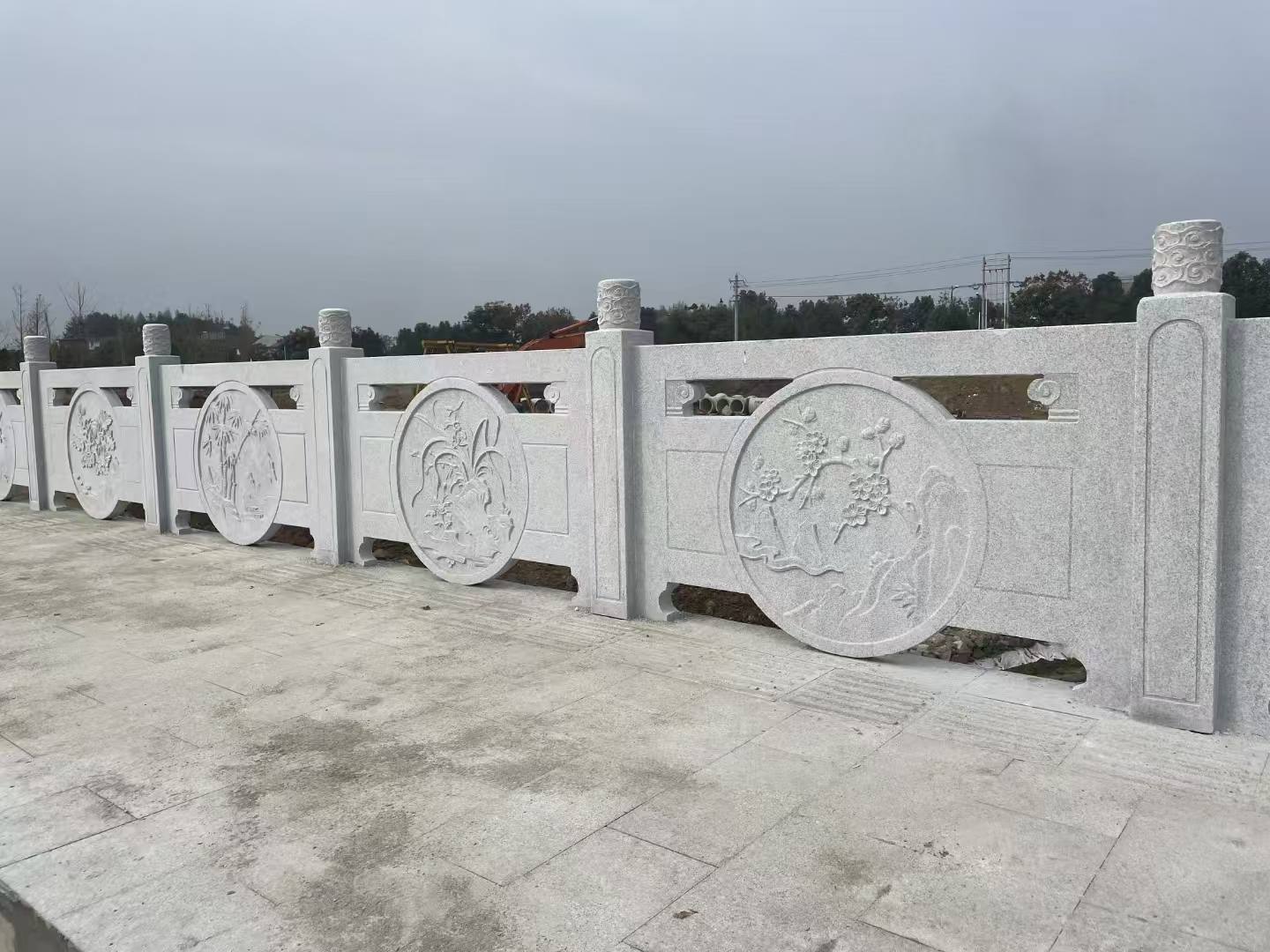 长治芝麻白河道栏杆 石材栏杆